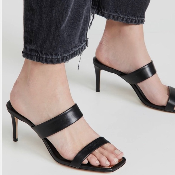 Schutz Aruana Black Heels Leather Sandal Size 10 Gold Accent EUC - Picture 4 of 10